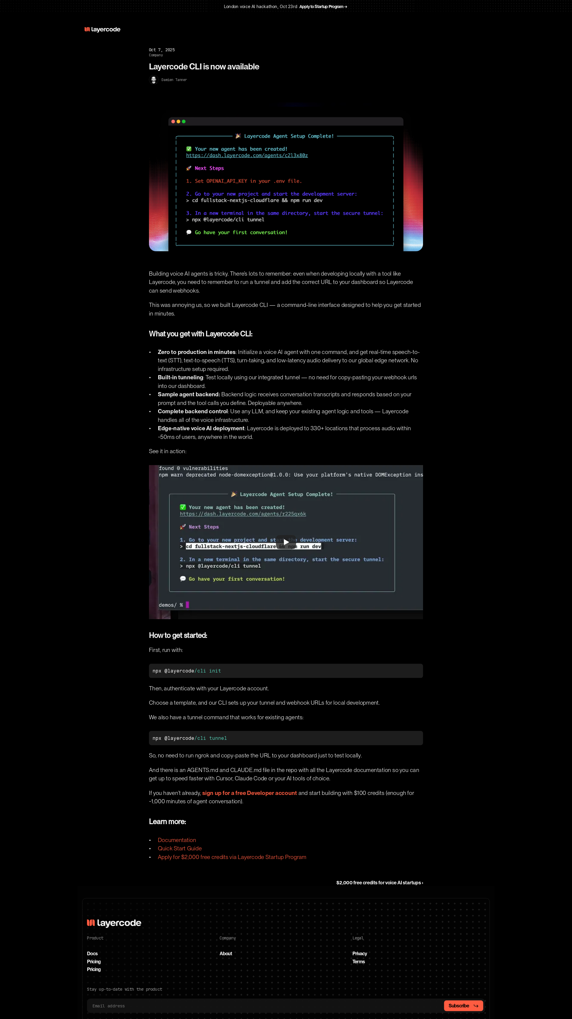 配图 - Layercode CLI：一键构建语音 AI 代理的命令行工具