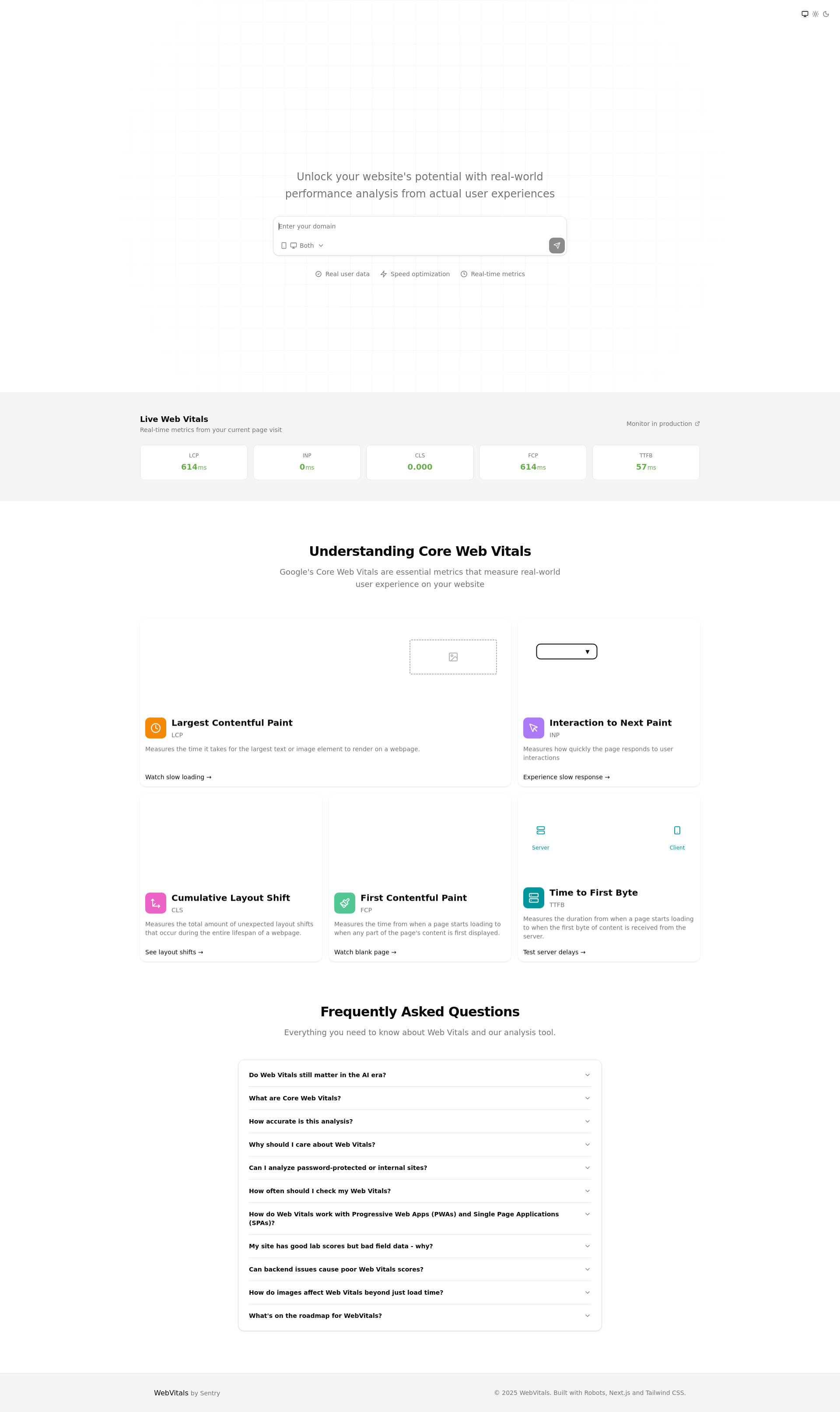 配图 - WebVitals by Sentry：免费核心网页性能分析工具