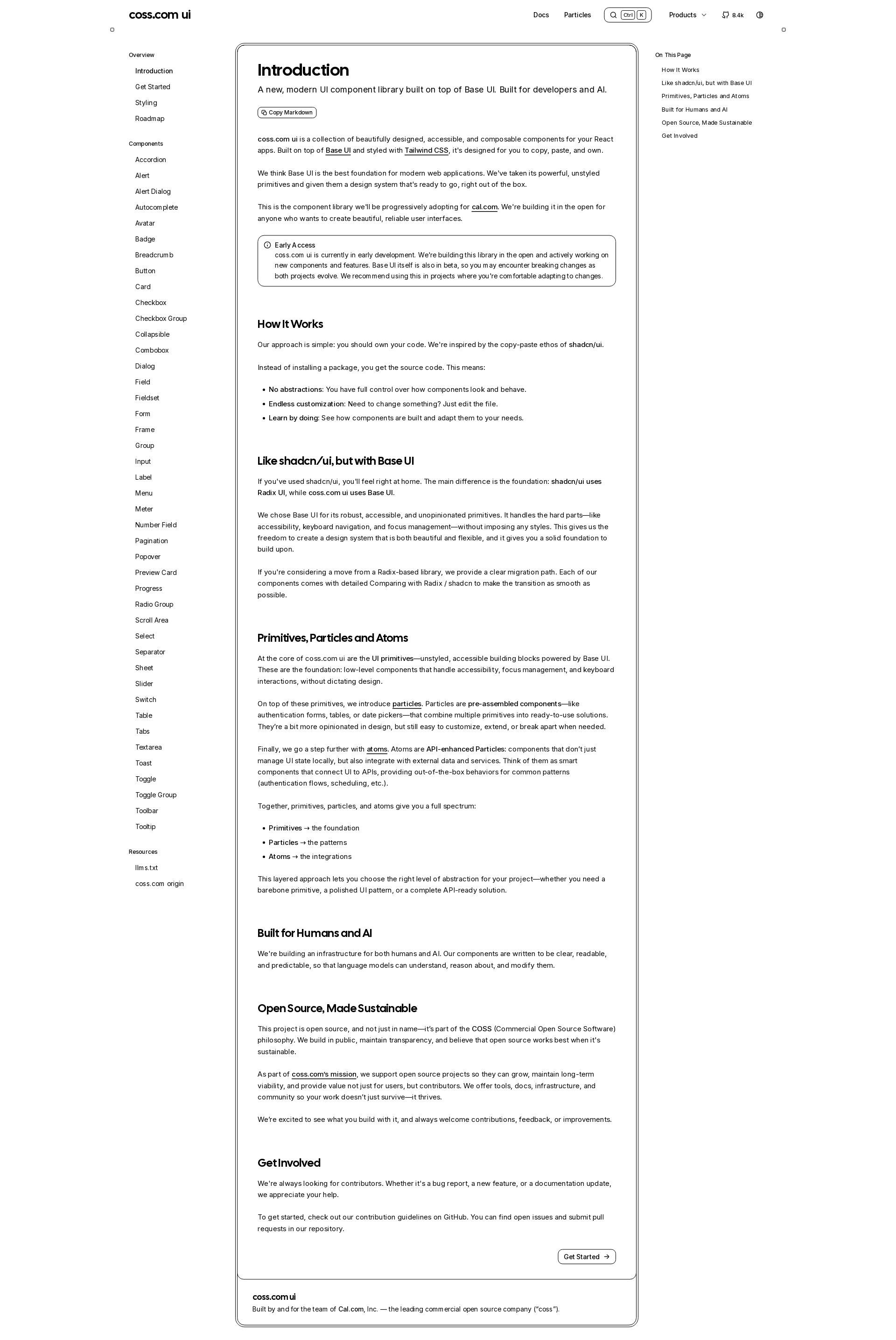 配图 - coss.com ui：基于 Cal.com 设计的现代化 React 组件库