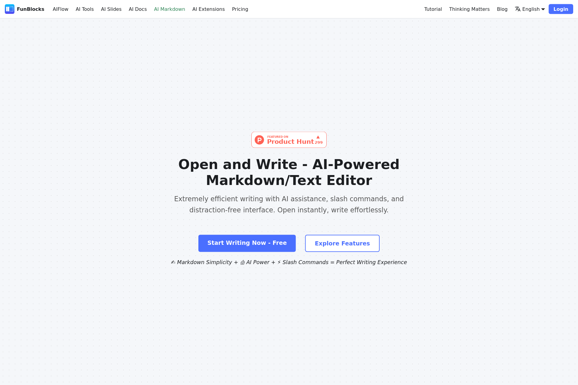 配图 - FunBlocks AI Markdown Editor:极简设计与 AI 协奏的写作利器
