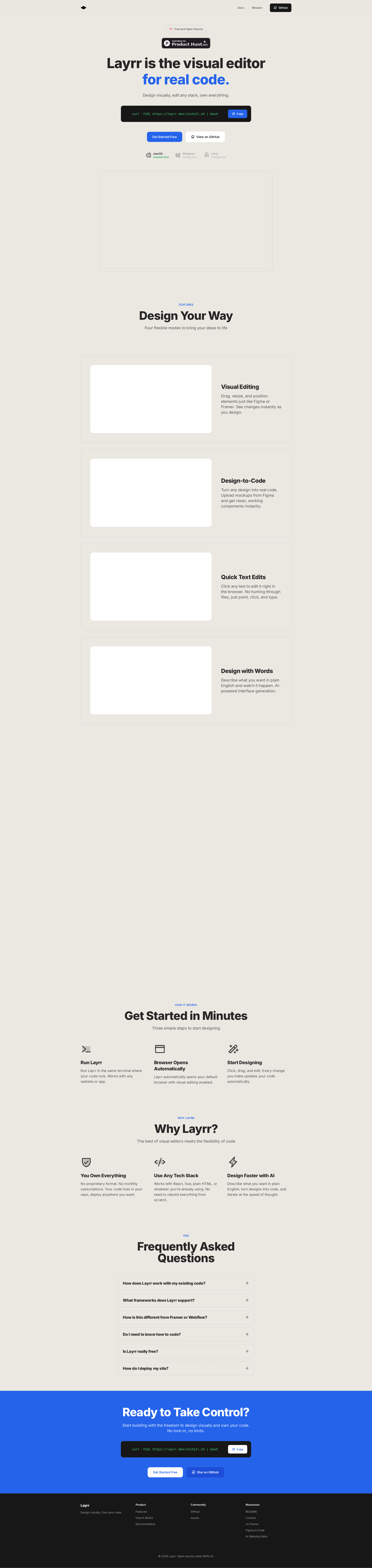配图 - Layrr:面向实际代码库的可视化 Framer 式编辑器