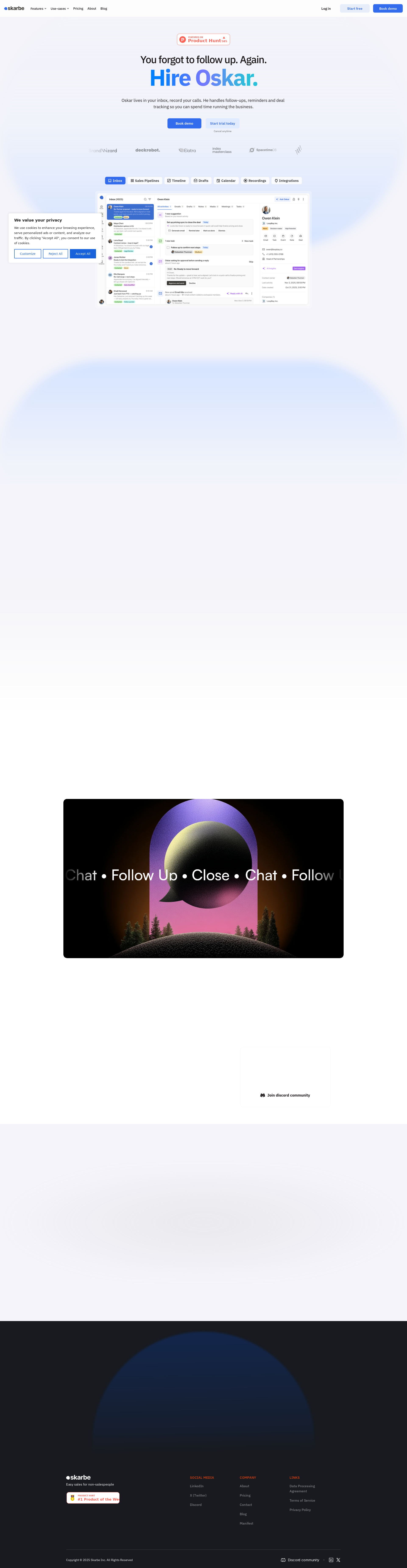 配图 - Oskar by Skarbe：AI 销售代理，自动处理跟进与商机跟踪