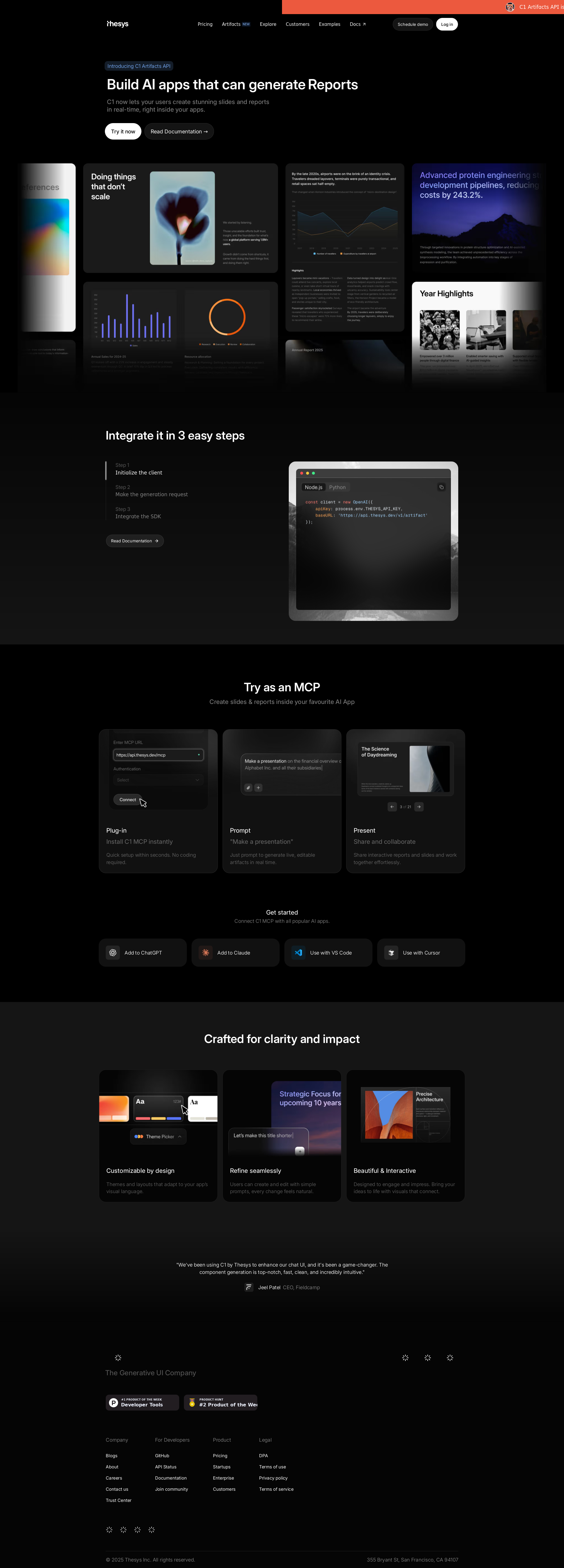 配图 - C1 Artifacts API:为 AI 应用集成实时幻灯片与报告生成能力