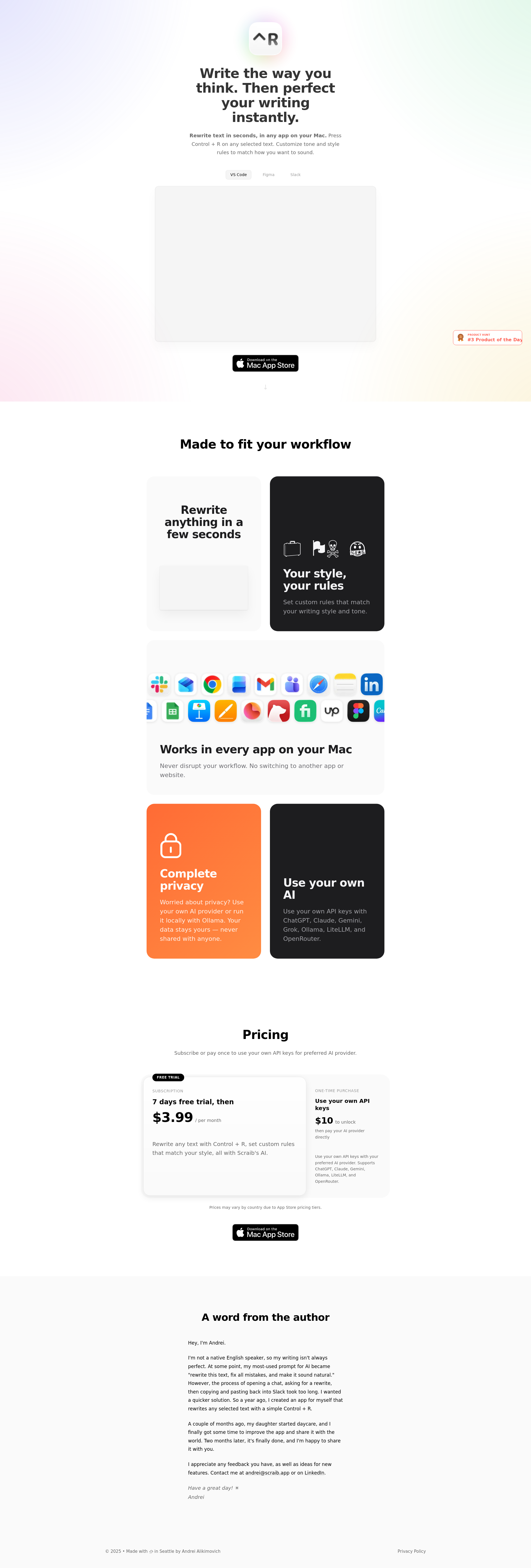 配图 - Scraib.app:Mac 全局 AI 写作助手,一键优化所有文本