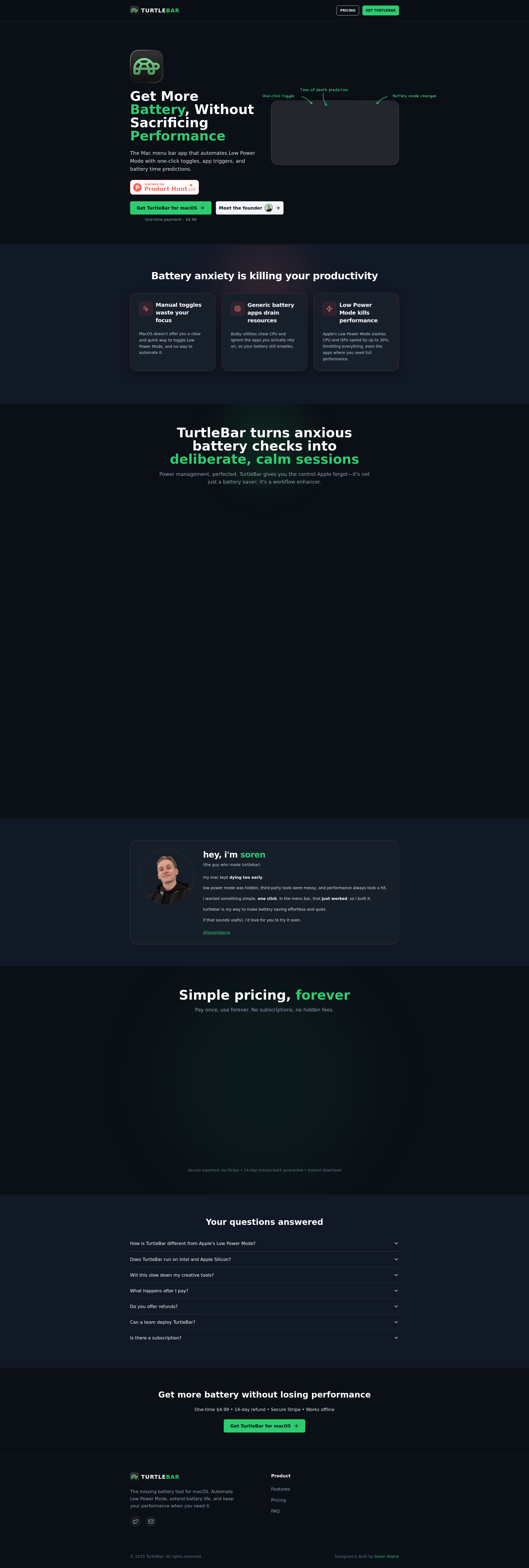 配图 - TurtleBar:一键智能延长 Mac 电池续航的菜单栏工具